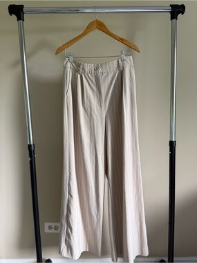 Halogen Wide Leg  Trousers - Light Beige